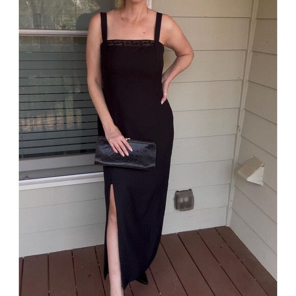 Vintage 1990s Y2K JR Nites Black Beaded Formal Prom Dress, Size 8 - Picture 10 of 16